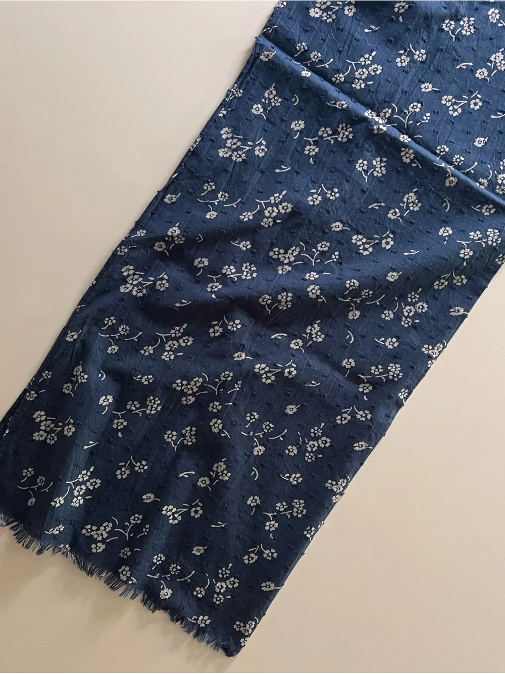 Lands' End Navy & White Floral Cotton Scarf - Like New Condition
